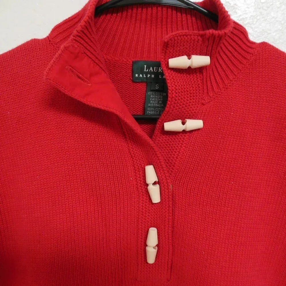 Lauren Ralph Lauren Red Sweater Toggle Buttons